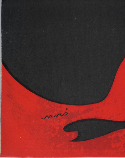 Joan MIRO : Le coucher de soleil au bord de la plage, Lithographie signée