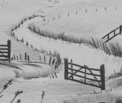 Camille COMBE : A travers les plaines du Nord, Gravure originale signée