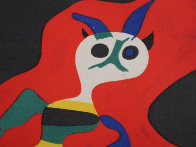 Joan MIRO : Le coucher de soleil au bord de la plage, Lithographie signée