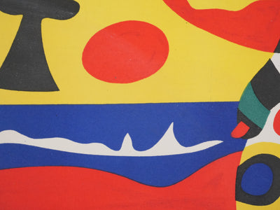Joan MIRO : Le coucher de soleil au bord de la plage, Lithographie signée