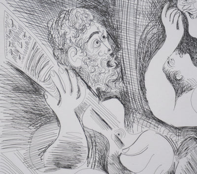 Pablo PICASSO : Les 156, Danseuse tâchant de séduire la chouette… , Gravure originale signée