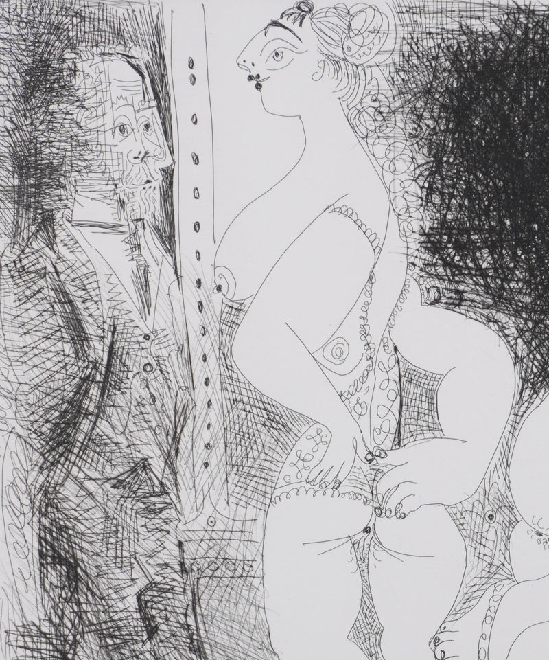 Pablo PICASSO : Les 156, Filles au repos, avec Degas songeur, Gravure originale signée