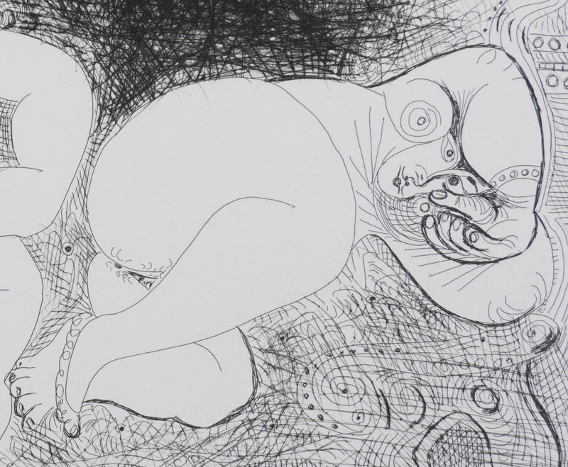Pablo PICASSO : Les 156, Filles au repos, avec Degas songeur, Gravure originale signée