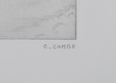 Camille COMBE : Autour du vieux clocher, Gravure originale signée