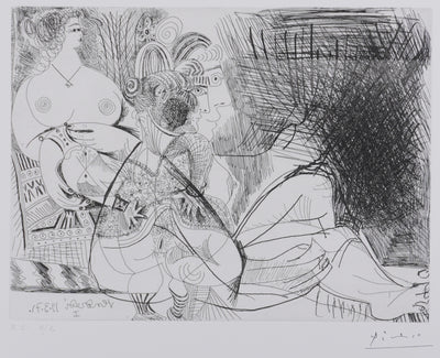 Pablo PICASSO : Les 156, Maison close, Trois filles au repos… , Gravure originale signée