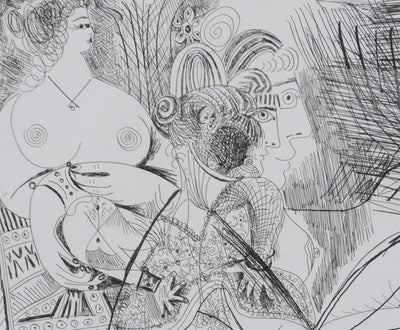 Pablo PICASSO : Les 156, Maison close, Trois filles au repos… , Gravure originale signée