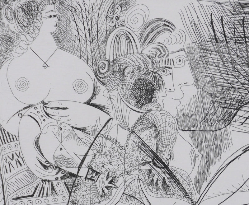 Pablo PICASSO : Les 156, Maison close, Trois filles au repos… , Gravure originale signée