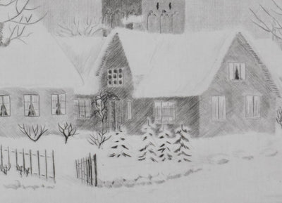Camille COMBE : Autour du vieux clocher, Gravure originale signée