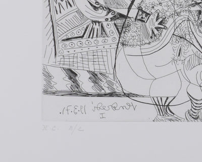 Pablo PICASSO : Les 156, Maison close, Trois filles au repos… , Gravure originale signée