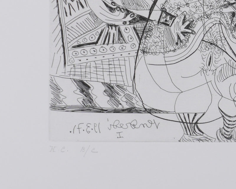 Pablo PICASSO : Les 156, Maison close, Trois filles au repos… , Gravure originale signée