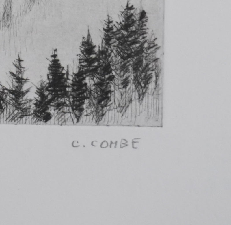 Camille COMBE : Les écharpes et la brume, Gravure originale signée