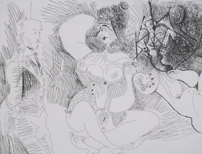 Pablo PICASSO : Les 156, Degas et deux filles, Gravure originale signée