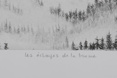 Camille COMBE : Les écharpes et la brume, Gravure originale signée