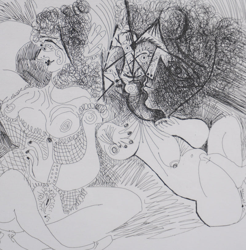 Pablo PICASSO : Les 156, Degas et deux filles, Gravure originale signée