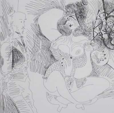 Pablo PICASSO : Les 156, Degas et deux filles, Gravure originale signée