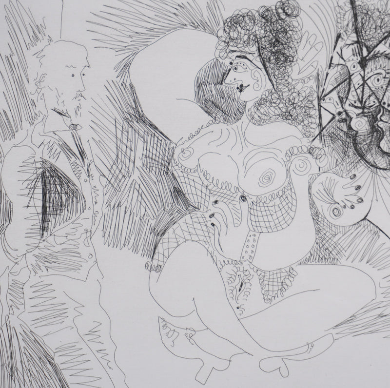 Pablo PICASSO : Les 156, Degas et deux filles, Gravure originale signée