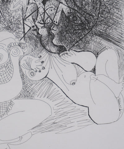 Pablo PICASSO : Les 156, Degas et deux filles, Gravure originale signée
