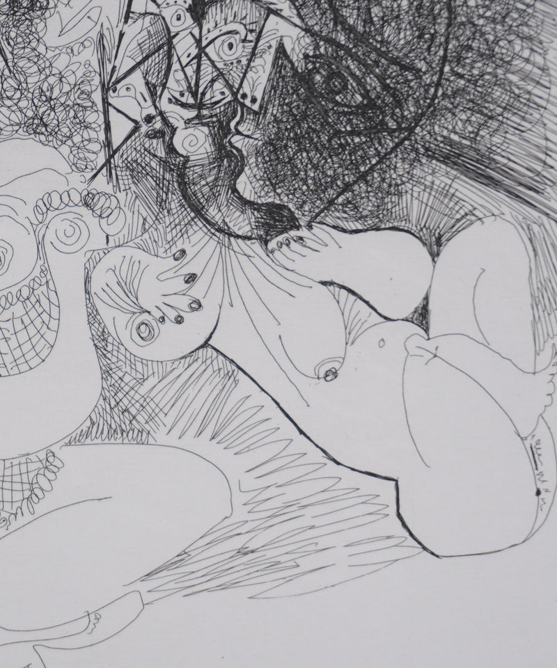Pablo PICASSO : Les 156, Degas et deux filles, Gravure originale signée