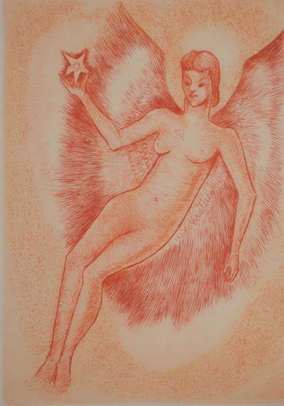 Camille BERG : L'ange et l'étoile, Gravure originale signée