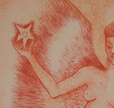 Camille BERG : L'ange et l'étoile, Gravure originale signée