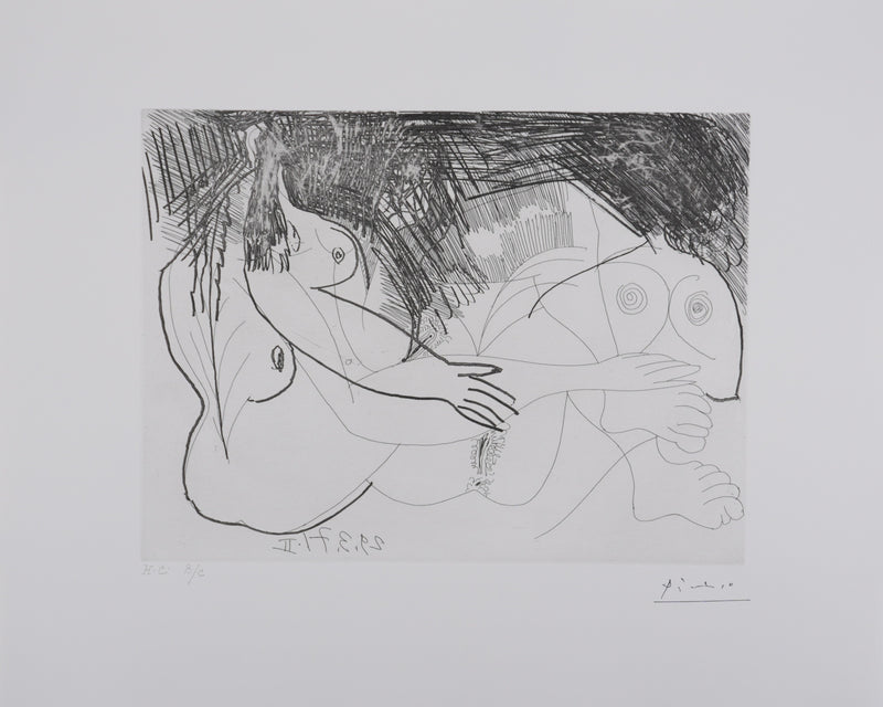Pablo PICASSO : Les 156, Deux filles au repos, Gravure originale signée