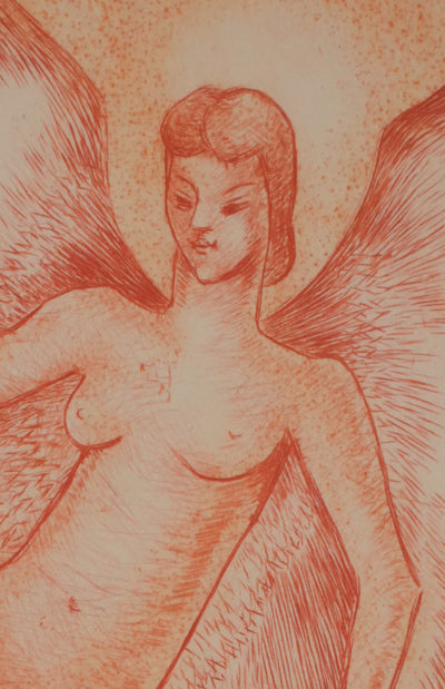 Camille BERG : L'ange et l'étoile, Gravure originale signée