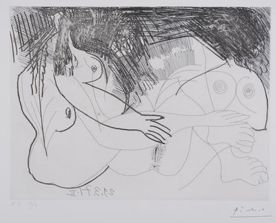 Pablo PICASSO : Les 156, Deux filles au repos, Gravure originale signée