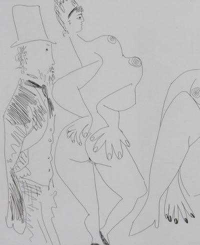 Pablo PICASSO : Les 156, Degas, les mains dans le dos, et deux filles, Gravure originale signée