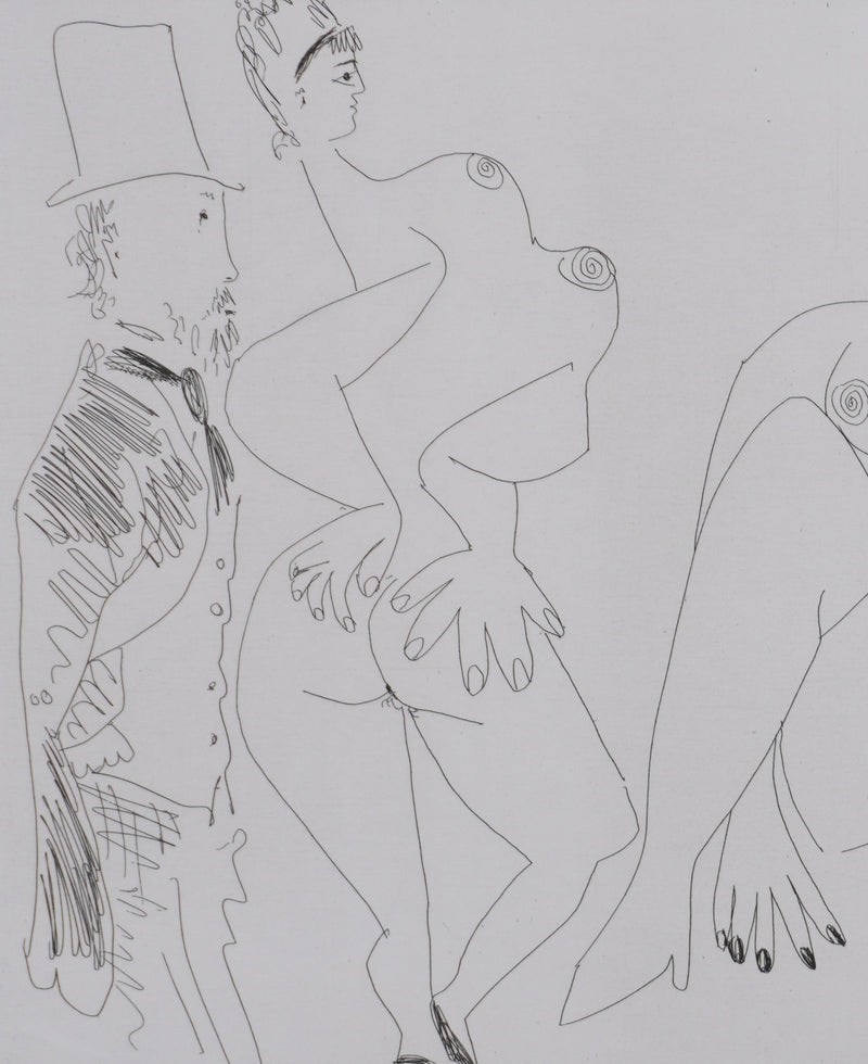 Pablo PICASSO : Les 156, Degas, les mains dans le dos, et deux filles, Gravure originale signée