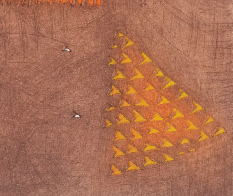 Arthur Luiz PIZA : Composition aux triangles rouges et jaunes, Gravure originale signée