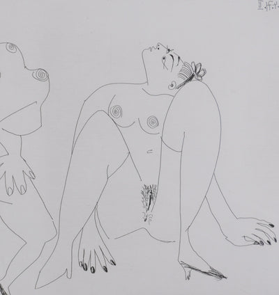 Pablo PICASSO : Les 156, Degas, les mains dans le dos, et deux filles, Gravure originale signée