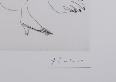 Pablo PICASSO : Les 156, Degas, les mains dans le dos, et deux filles, Gravure originale signée