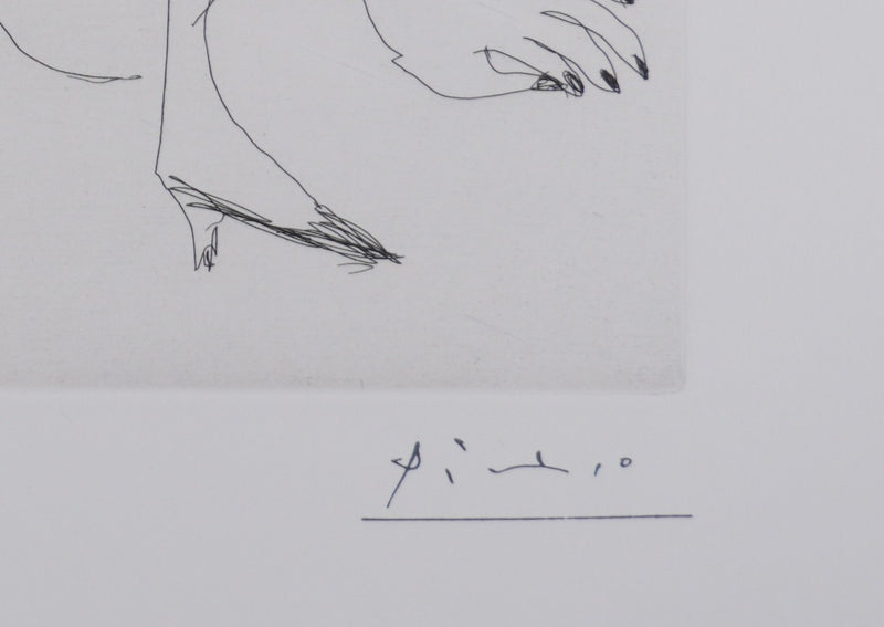 Pablo PICASSO : Les 156, Degas, les mains dans le dos, et deux filles, Gravure originale signée