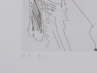 Pablo PICASSO : Les 156, Degas, les mains dans le dos, et deux filles, Gravure originale signée