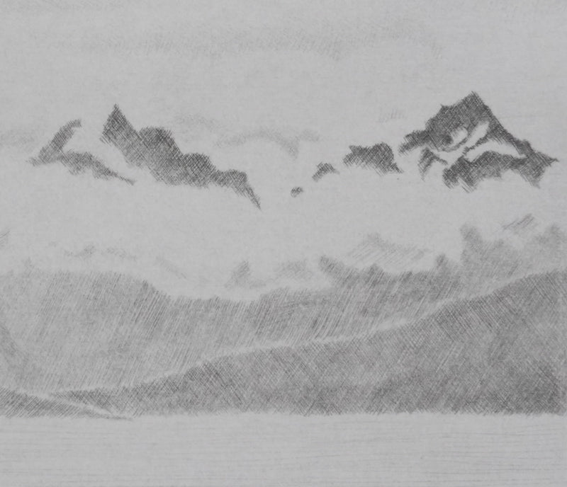 Camille COMBE : La sarabande des nuages, Gravure originale signée