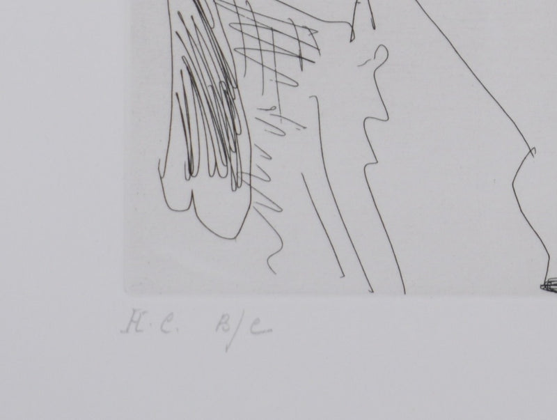 Pablo PICASSO : Les 156, Degas, les mains dans le dos, et deux filles, Gravure originale signée