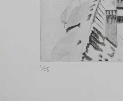 Camille COMBE : Du haut de la tour, Gravure originale signée