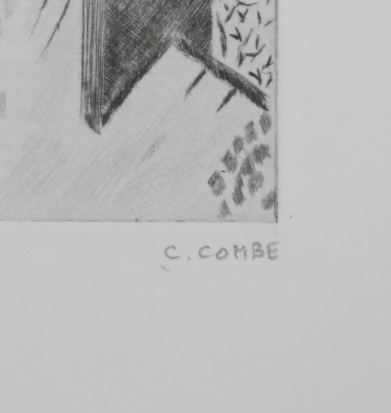 Camille COMBE : Du haut de la tour, Gravure originale signée