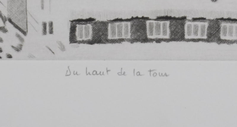 Camille COMBE : Du haut de la tour, Gravure originale signée