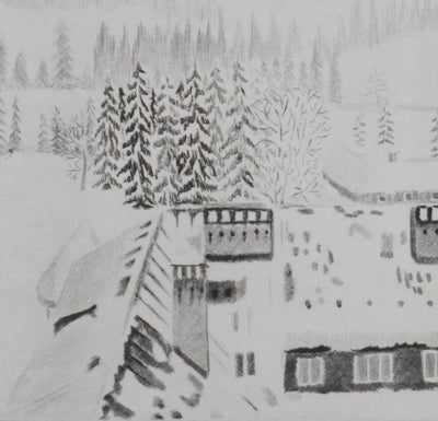 Camille COMBE : Du haut de la tour, Gravure originale signée