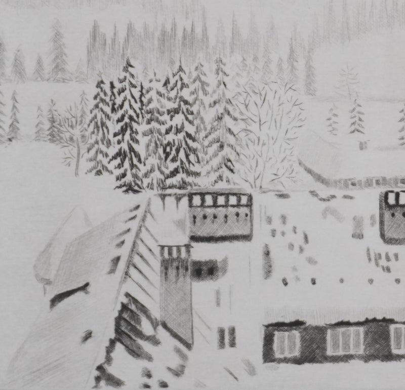 Camille COMBE : Du haut de la tour, Gravure originale signée
