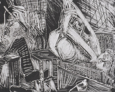 Pablo PICASSO : Les 156, Peintre au sabot et au chausson, avec sa toile, Gravure originale signée