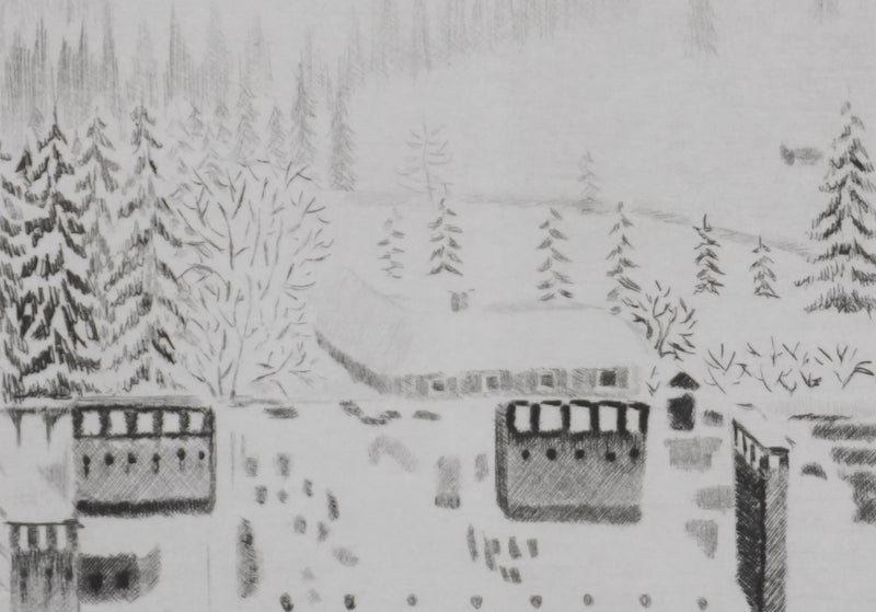 Camille COMBE : Du haut de la tour, Gravure originale signée