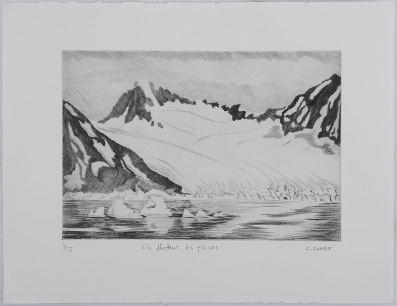 Camille COMBE : Où flottent les glaces, Gravure originale signée