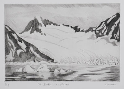 Camille COMBE : Où flottent les glaces, Gravure originale signée