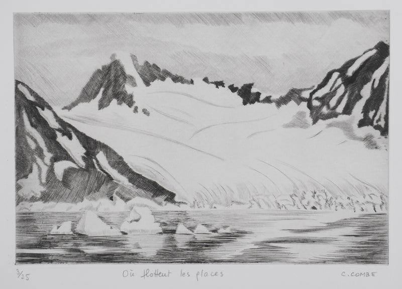 Camille COMBE : Où flottent les glaces, Gravure originale signée