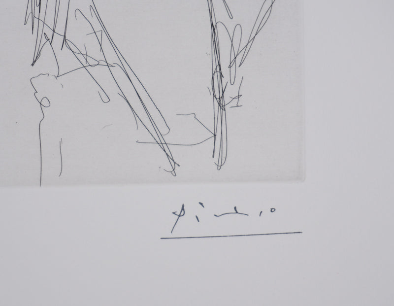 Pablo PICASSO : Les 156, Scène de séduction entre un homme dégénéré et une prostituée…, Gravure originale signée