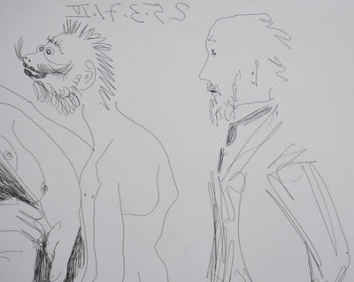 Pablo PICASSO : Les 156, Scène de séduction entre un homme dégénéré et une prostituée…, Gravure originale signée