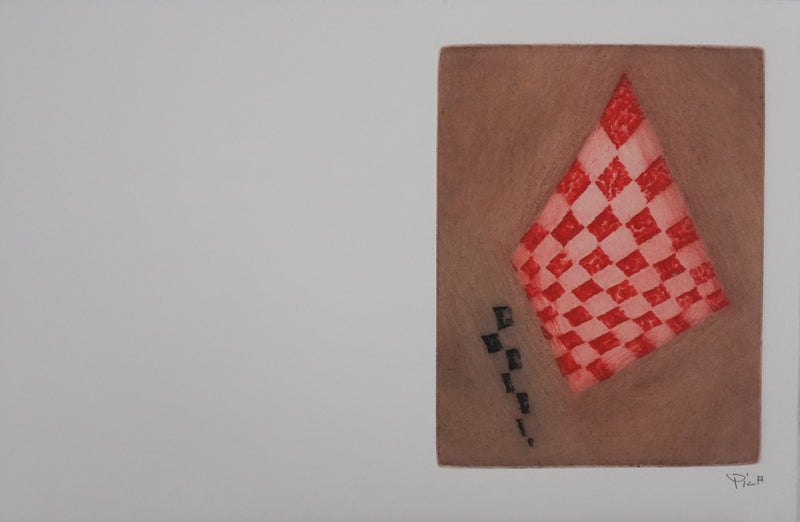 Arthur Luiz PIZA : Le cerf volant rouge et rose, Gravure originale signée