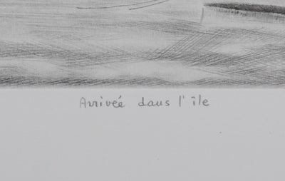 Camille COMBE : Arrivée dans l'île, Gravure originale signée